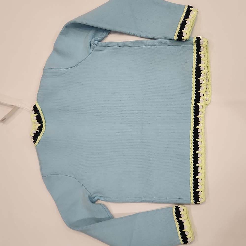 Tory Burch | Tech Knit Viscose Contrast~Trim Cardigan Sz S - Picture 6 of 7